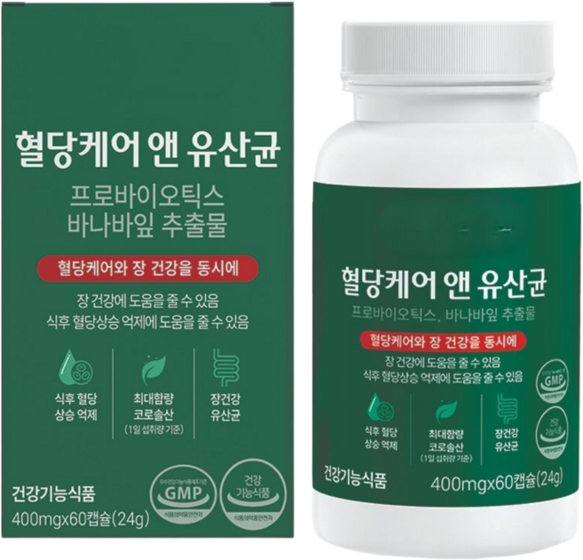 식약청인증 혈당케어 장건강 코로솔산 프로바이오틱스 유산균, 1개, 60정