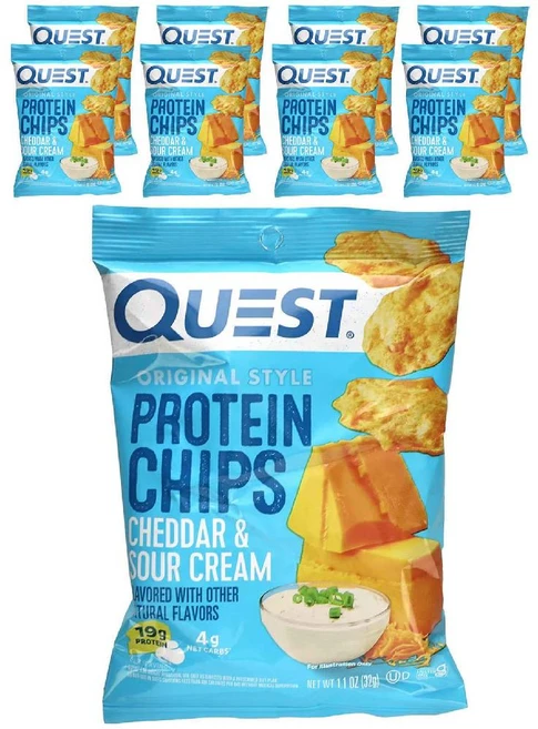 퀘스트뉴트리션 Original Style 프로틴칩 Cheddar Sour 크림 8 백 1.1 oz (32g), 8개, 32g - 쿠팡
