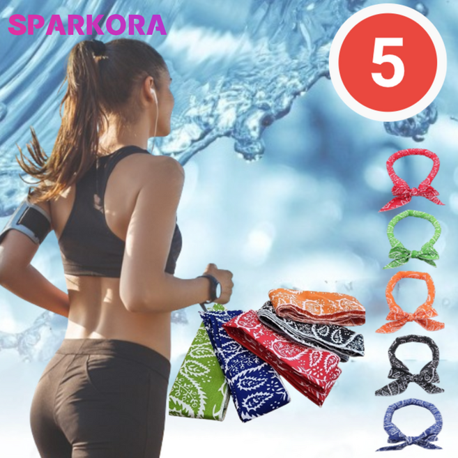 스파코라 아이스 쿨 스카프 넥쿨러 여름목 쿨넥밴드 여름용 5개 세트