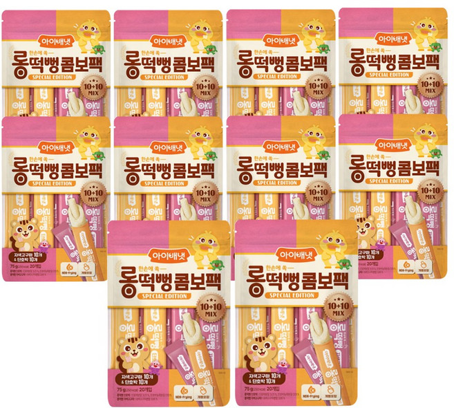 아이배냇 한손에 쏙 롱떡뻥 자색고구마&단호박, 10개, 75g, 콤보팩