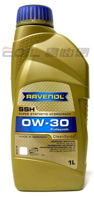 【易油網】RAVENOL Super Synthetic Hydrocrack SSH 0W30 全合成引擎機油 提升引擎效能 降低油耗, 1個