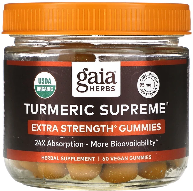 Gaia Herbs 강황 수프림 엑스트라 스트렝스 비건 구미젤리 60개, GaiaHerbs강황수프림엑스트라스트렝스비건구미젤리60, 1개, 60정 - 쿠팡