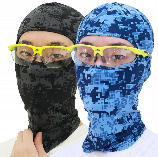 1+1 쿨 스킨 여름 바라클라바 자전거두건 여름 복면, 블랙+블루