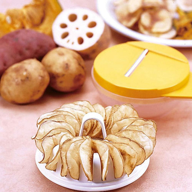 아케보노 일본 아이디어 감자칩 슬라이서 메이커 다이어트 전자레인지용, 1개