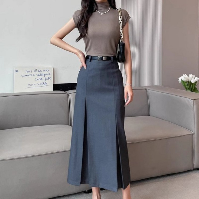 COSYEVNO 정장 스커트 하이웨스트 통근 면접 A라인 오피스룩 롱치마