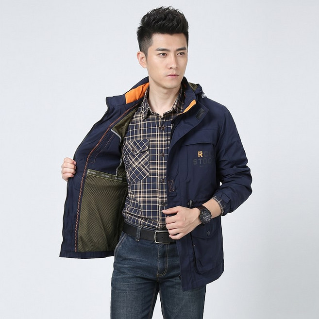 남성용 전술 밀리터리 사파리 자켓 바람막이 야상 점퍼 후드 포함