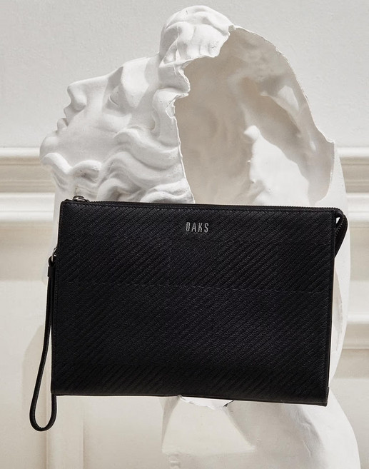 [백화점정품] 닥스 소가죽 체크패턴 블랙 스타일 행사용 여성용 럭셔리 클러치백