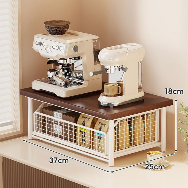 웜모먼트 테이블 커피 머신 선반 가정용 컵 물컵 수납 정리대, 1개, 화이트홀더+유자나무판