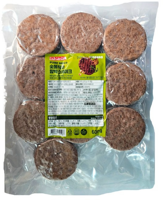 (비건) 숯불직화 함박스테이크 대체육 (냉동) 콩고기, 3개, 600g