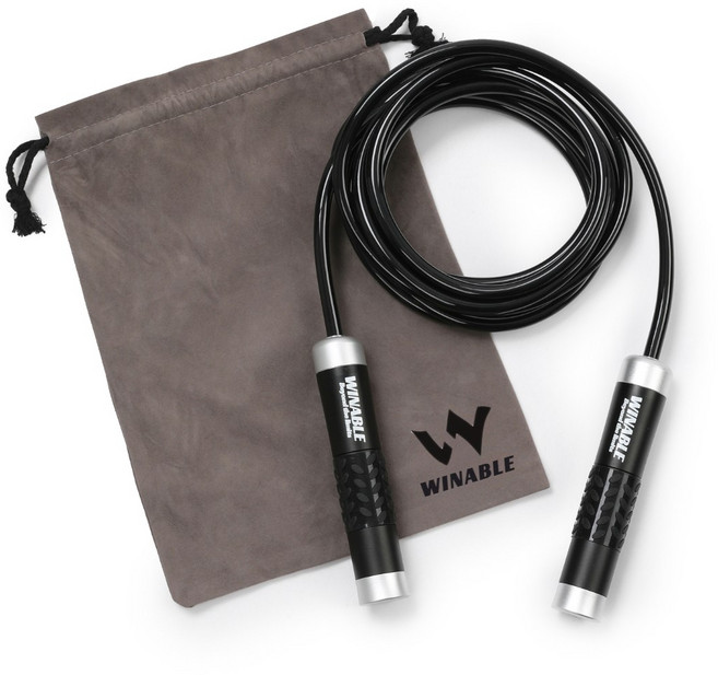 윈어블 중량 줄넘기 웨이트 선수용 크로스핏 복싱 헤비 줄넘기 로프, 중량 줄넘기 430g 블랙, 1개