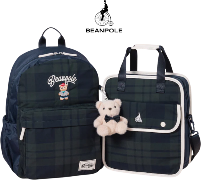[매장발송] 빈폴키즈 책가방 체크 곰돌이 백팩 세트
