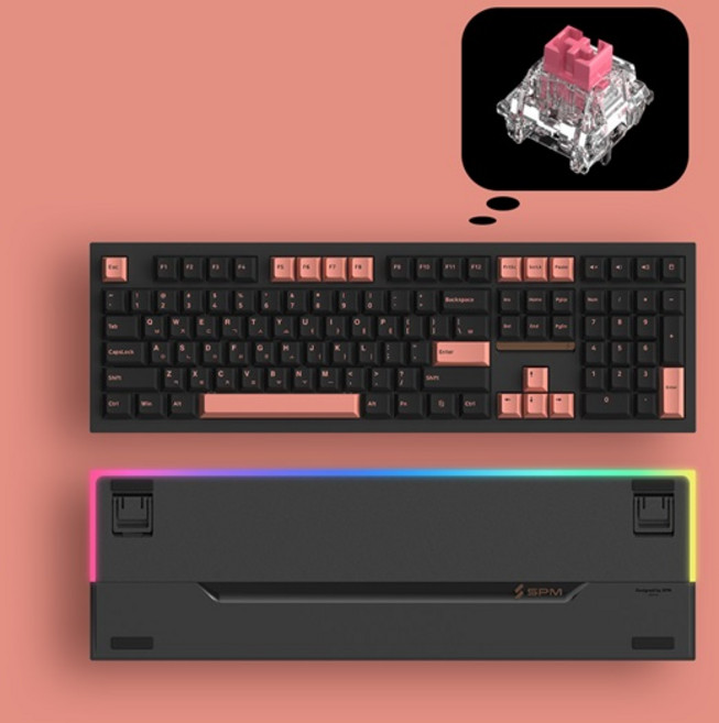 SPM PL108W 아라 풀배열 108키 숫자키 유무선 블루투스 사무용 기계식키보드, PL108W 아라 (저소음 새벽 리니어), 블랙, 독자규격 스위치