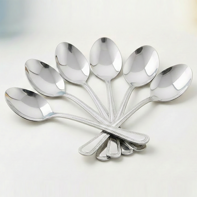 구스토 업소용 어린이 스텐 스푼 10p 세트 식당 어린이집 카페용 소형 숟가락, 10개, 단품, 실버