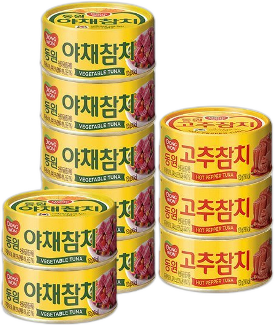 동원 야채참치 + 고추참치 (총), 10개, 150g