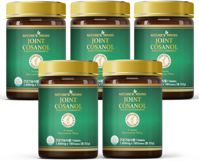 호주 네이쳐스영 초록입홍합 조인트코사놀 90000 글루코사민, 5개, 180정
