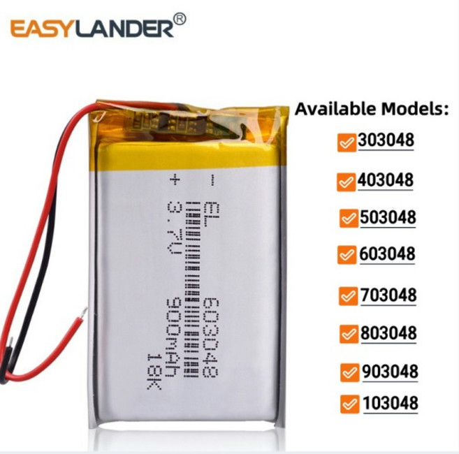 3.7V 503048 800mAh 충전식 리튬 이온 폴리머 배터리, 09 123048 1800mAh