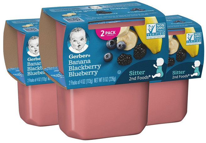 거버 어린이 액상 식품 113g 2개입, 바나나 믹스드 베리(Banana Mixed Berries), 226g, 3개