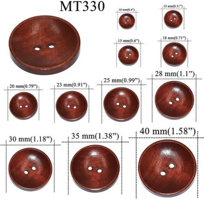 예쁜단추 수입단추 라운드 슈트 장식 파이프 나무 단추 바느질 스크랩북 공예 의류용 수제, 없음, 110) MT330 - Diameter 40mm 10p