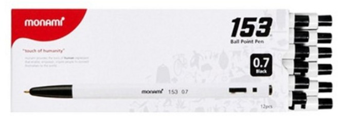 모나미 153볼펜 0.7mm, 흑색, 12개