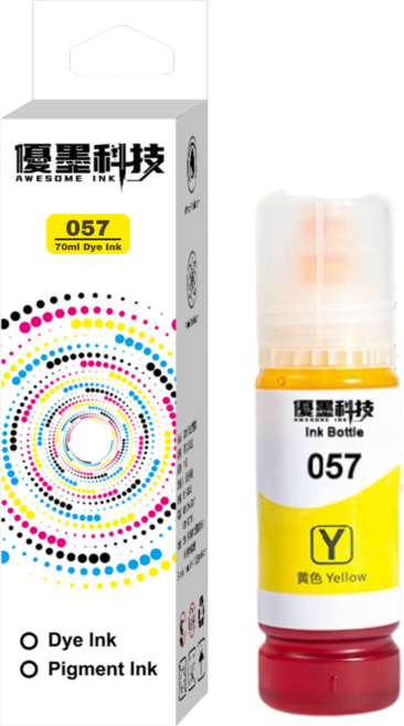 優墨科技 AWESOME INK 057 黃色染料墨水 70ml 相容EPSON L8050 L18050 T09D400, 黃 T09D400（打統編請備註）, 1個