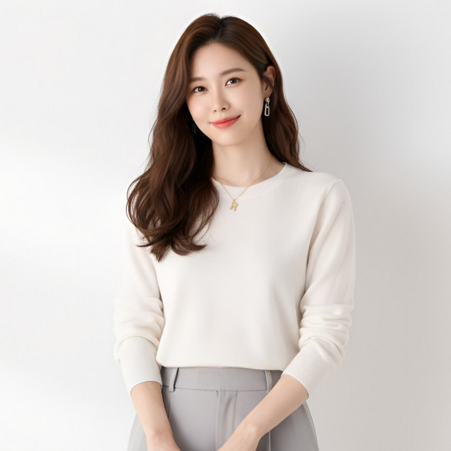 에쉬울프 여성용 라운드넥 니트 티셔츠