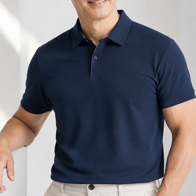 코엑티 남성 여름 고퀄리티 아이스 스판 버튼 카라 반팔티