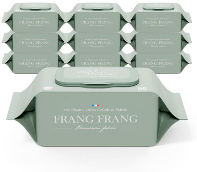 프랑프랑 플라스틱0% 써밋 저자극 물티슈 셀룰로오즈100% 캡형, 60g, 80개입, 5개