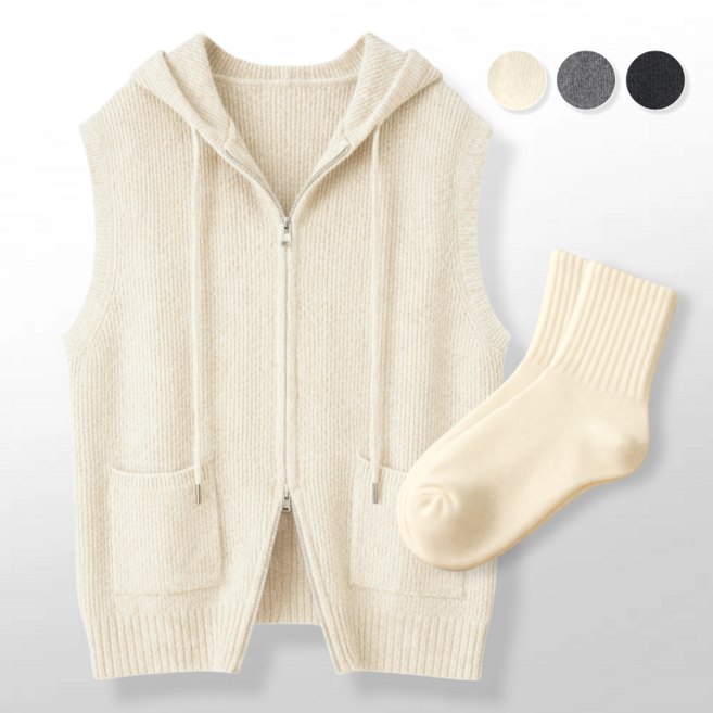 리앤 여성 니트 후드집업 투웨이 탄탄한 루즈핏