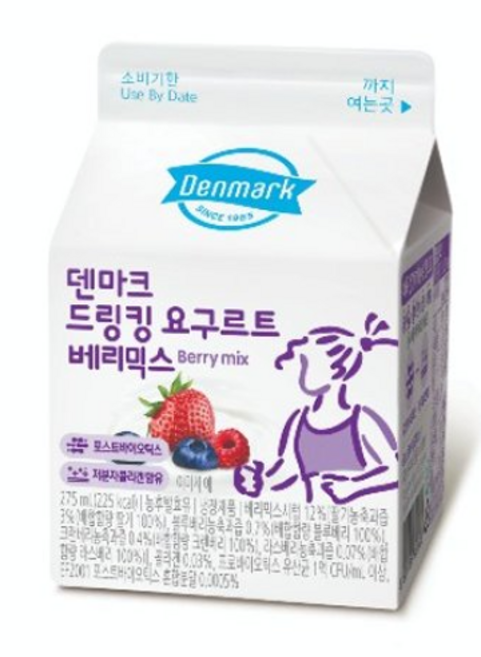 덴마크 드링킹요구르트 베리믹스 275mLx15팩/냉장무배, 275ml, 15개