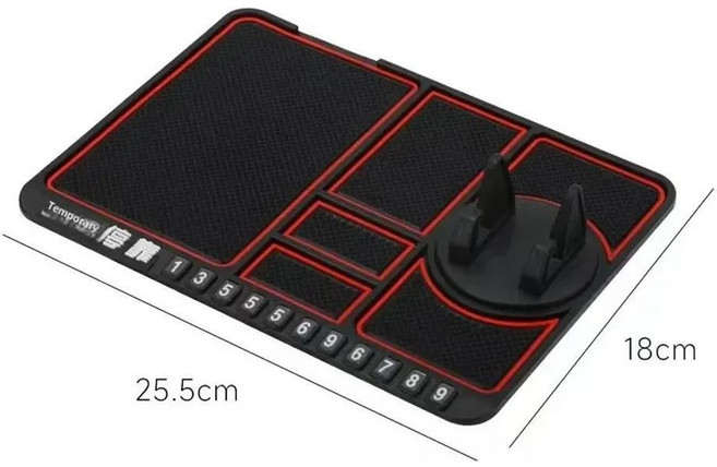 다기능 차량용 미끄럼 방지 매트 자동차 핸드폰 거치대 논슬립 스티커형 대시보드 마운트 실리콘 패드, 1개, 색상 이름: 1. red-Chinese