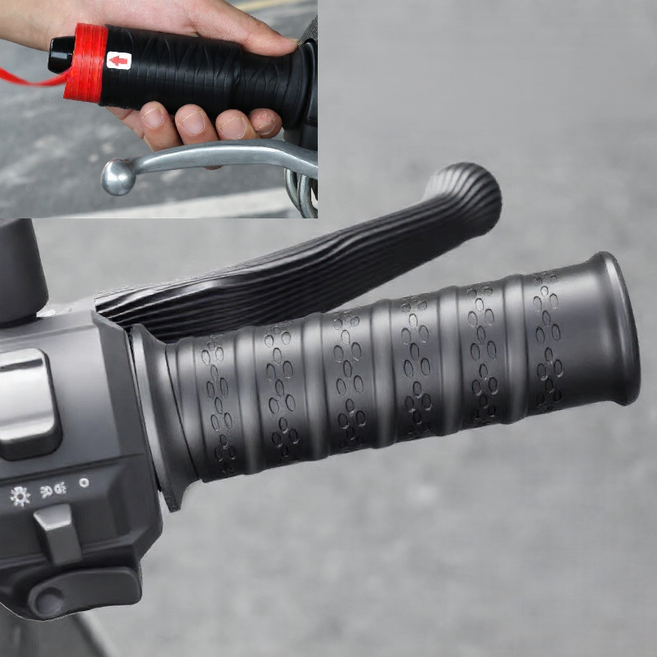 진해스 오토바이 핸들 미끄럼방지 브레이크 레버그립 손잡이커버 J0208 (손잡이2개+브레이크2개), 1세트, 블랙