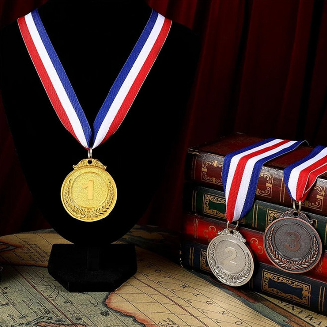 시상식 목걸이 금은동 메달 운동회 체육대회 숫자각인, 숫자1 금메달
