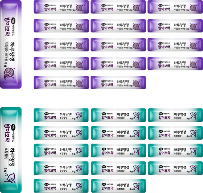 하림펫푸드 밥이보약 CAT 하루양갱 2종 버라이어티팩, 30개, 8g, 혼합맛(걱정없는 헤어볼/토탈웰빙)