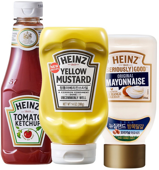 하인즈 토마토케첩342g+옐로우머스타드396g+갈릭마요295ml, 396g, 1개