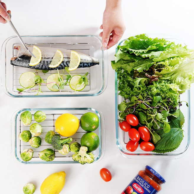 사각 내열유리 오븐용기 클리어 (스텐 트레이포함), 1개