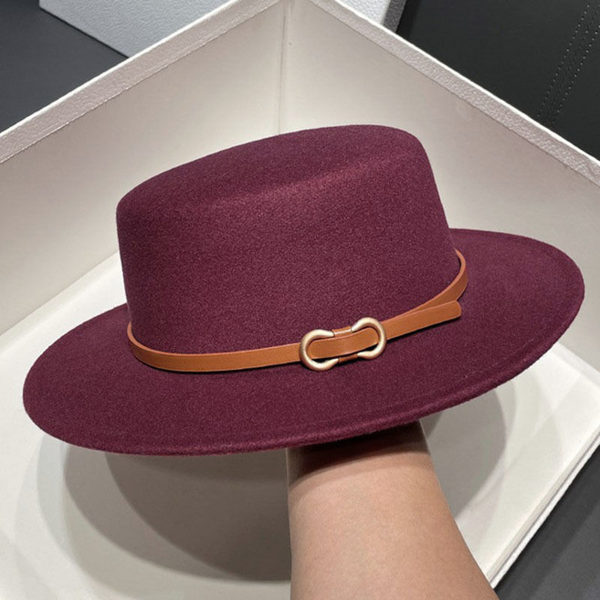 패션 여성 모직 페도라 패션 벨트 버클 장식 평상모자 올매치 모직 스타일 LT