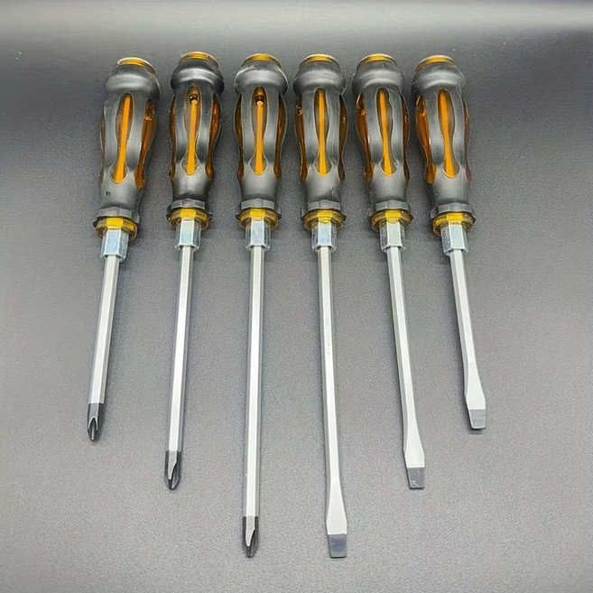 고강도 타격형 관통 일자 십자 스크루드라이버 6종 세트, 1세트