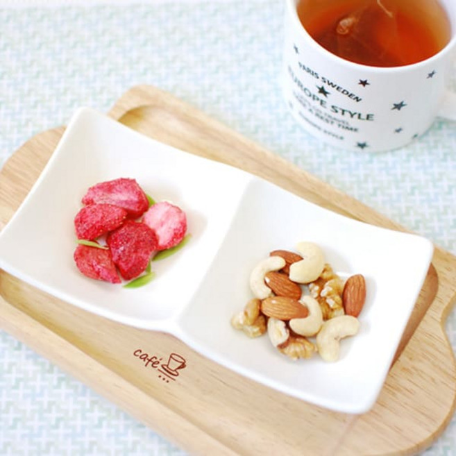 아트웨어 도자기 직사각 나눔접시 2칸 18CM반찬소스디저트, 단품, 1개