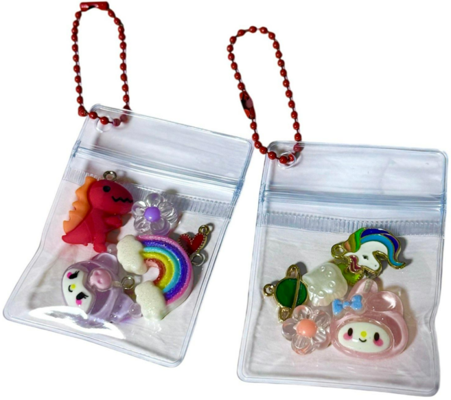 [20개 1SET] PVC 투명 지퍼백 키링 만들기 부자재 DIY 재료 지퍼백 볼체인 세트 백꾸 파우치 보관 악세서리 커플 우정 키꾸 최애 포카, 단일제품