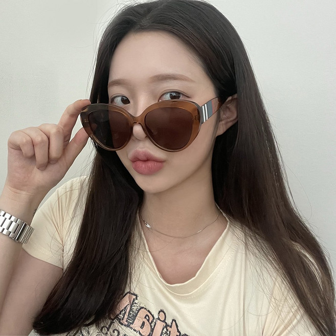 VANANA2 여성남성 레트로 배색 캐츠아이 선글라스