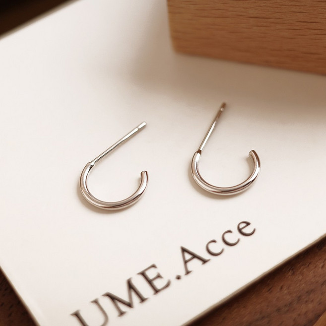 UME 素銀C圈耳環 S925純銀貼耳耳環
