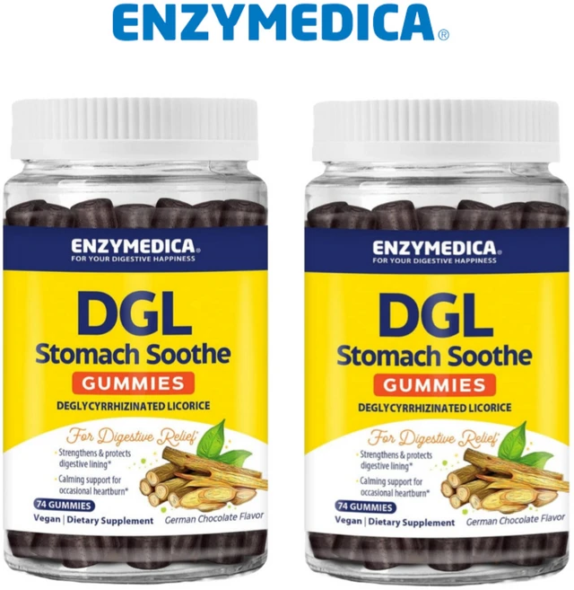 엔자이메디카 DGL Stomach Soothe 독일초콜릿맛 74구미 디글리시진 감초 2개, 74정 - 쿠팡