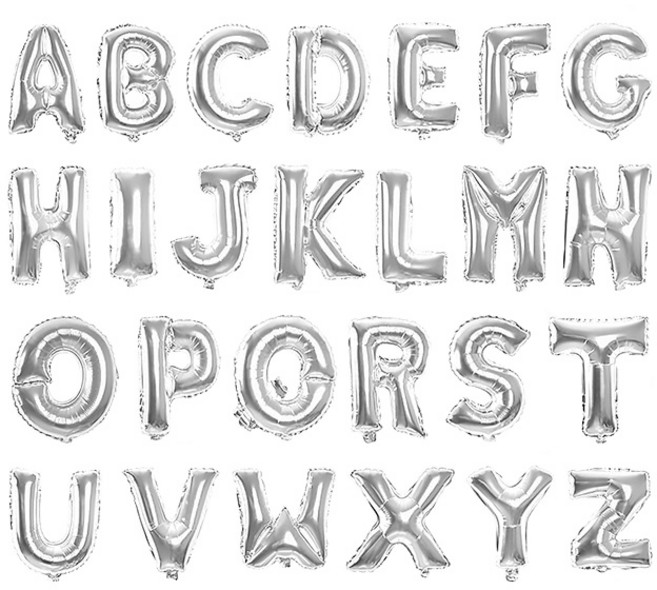 브로키 알파벳풍선 소 사이즈 숫자풍선 은박풍선 풍선용품 파티소품, 알파벳 풍선 (소), 실버R