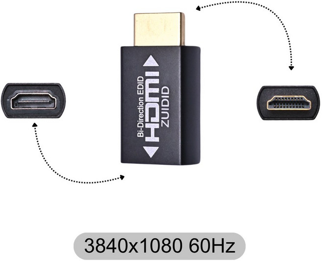 ZUIDID HDMI EDID 에뮬레이터 패스스루 어댑터 익스텐더/KVM 스위치/AV 수신기/비디오 분배기/PS5/원격 데스크탑용 더미 플러그, 3840x1080 60Hz