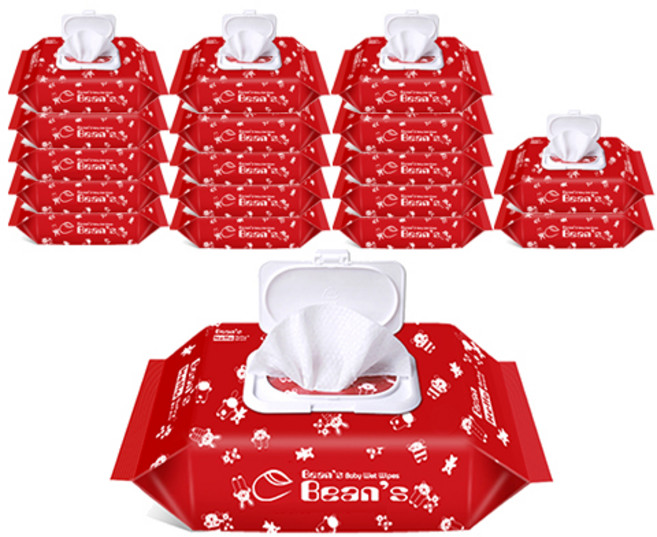 빈즈 엠보싱 무향 캡형 아기물티슈, 70g, 70매, 18개