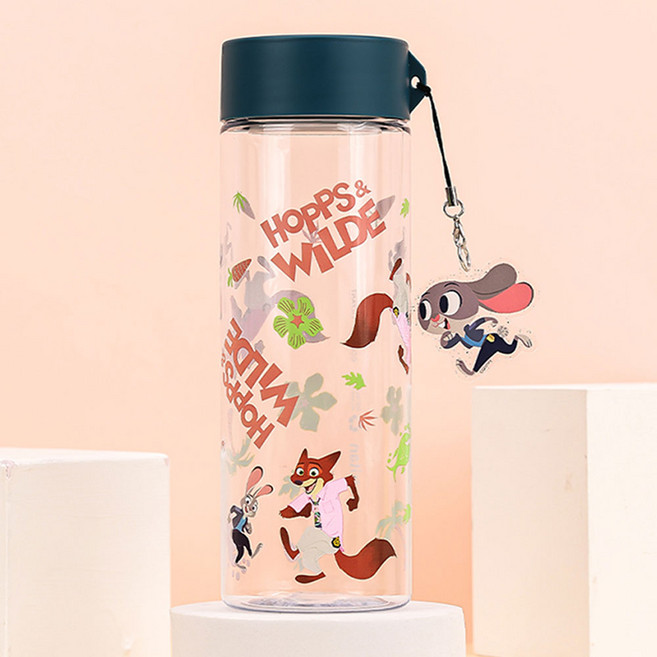홈앤키즈 주토피아2 팬던트 클리어 트라이탄 물통 500ml 보틀 학생 어린이집 유아 초등학생 직장인 어린이 유치원 휴대용 물병 단체선물, 1개, 주토피아2 팬던트 클리어트라이탄물통