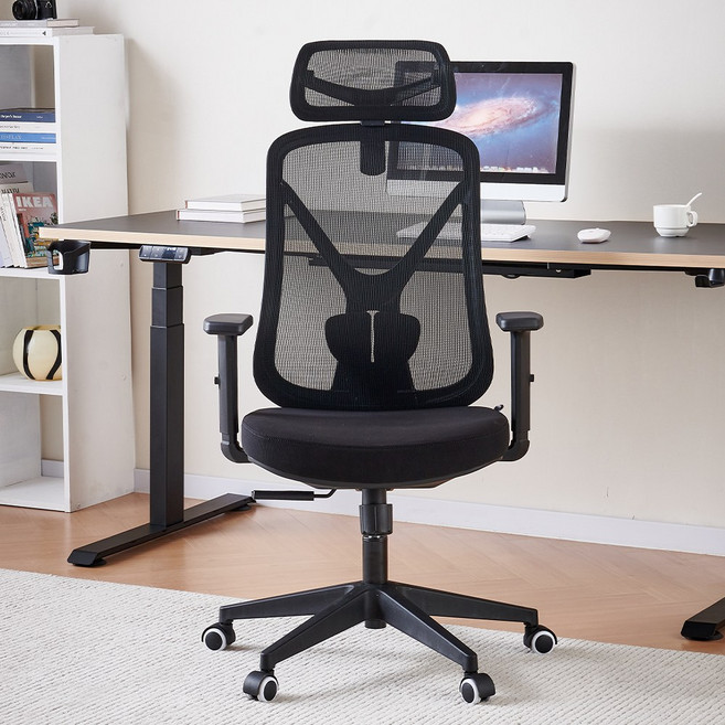 아우스 GS04 학생 공부 메쉬 리클라이너 의자 사무용 사무실 게이밍 컴퓨터의자, 블랙