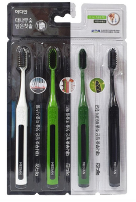 메디안 대나무숯 담은 칫솔 미세모, 4개입, 1개