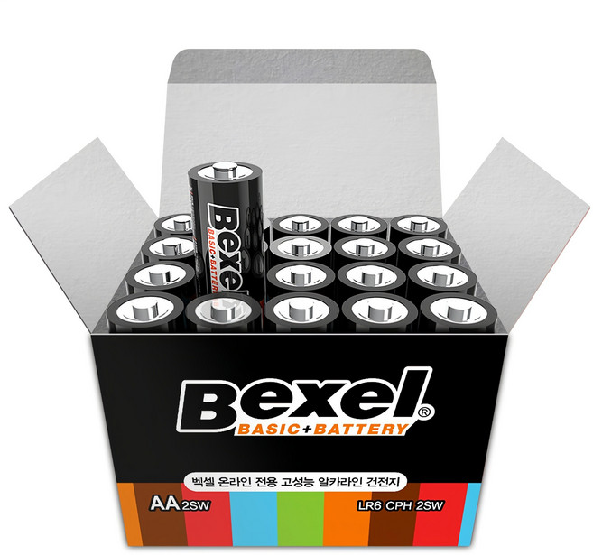 벡셀 베이직 플러스 알카라인 AA 건전지, 20개입, 1개