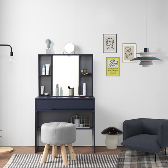 제시카 수납 거울 화장대 드레싱테이블 600 800 설치배송, 그레이600